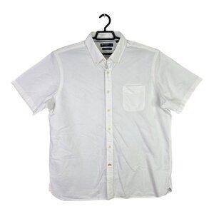 Mens Cremeux Classics White Shirt Short Sleeve Button Down Supima Cotton Size XL